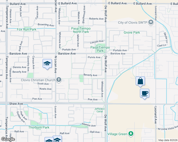 map of restaurants, bars, coffee shops, grocery stores, and more near 3266 Dennis Avenue in Clovis