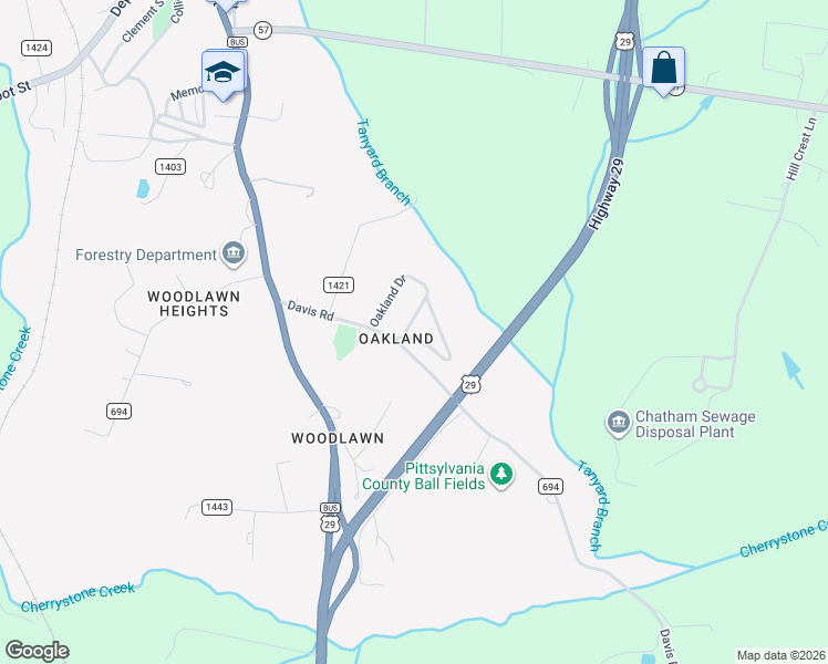 map of restaurants, bars, coffee shops, grocery stores, and more near 637 Oakland Dr in Chatham