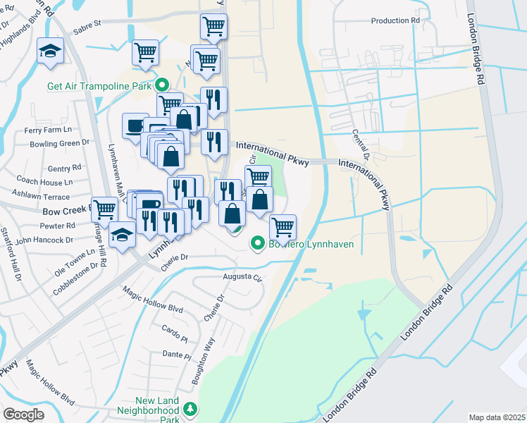 map of restaurants, bars, coffee shops, grocery stores, and more near 831 Seahawk Circle in Virginia Beach