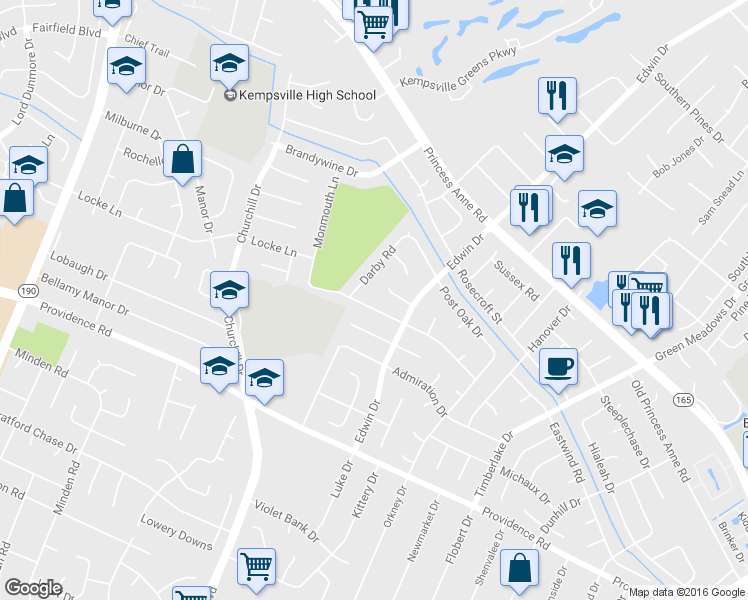 map of restaurants, bars, coffee shops, grocery stores, and more near 4776 Marlborough Drive in Virginia Beach
