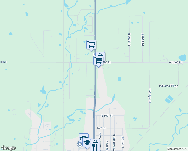 map of restaurants, bars, coffee shops, grocery stores, and more near 1925 North Osage Avenue in Dewey