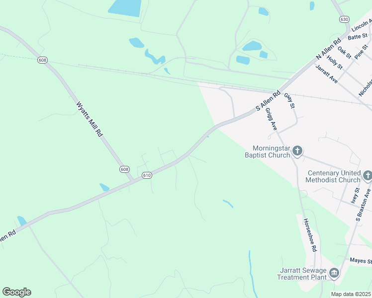 map of restaurants, bars, coffee shops, grocery stores, and more near 4602 Allen Road in Jarratt