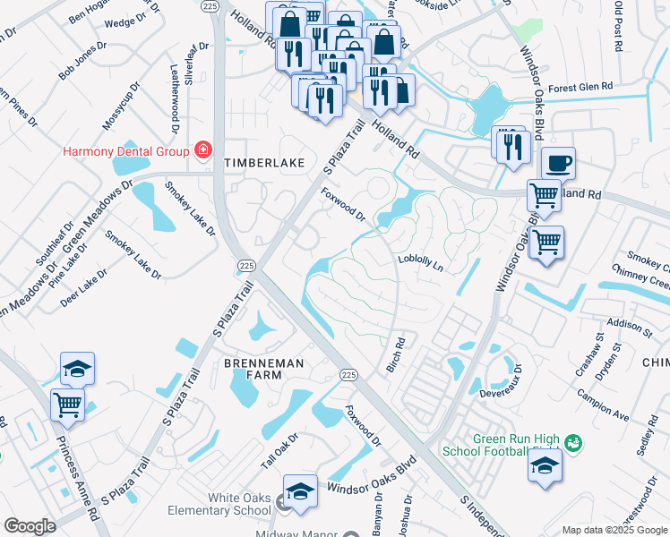 map of restaurants, bars, coffee shops, grocery stores, and more near 4269 Buckeye Court in Virginia Beach