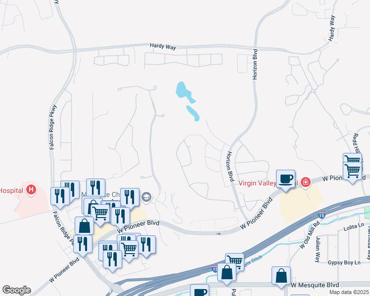 map of restaurants, bars, coffee shops, grocery stores, and more near 479 Apogee Crest Street in Mesquite