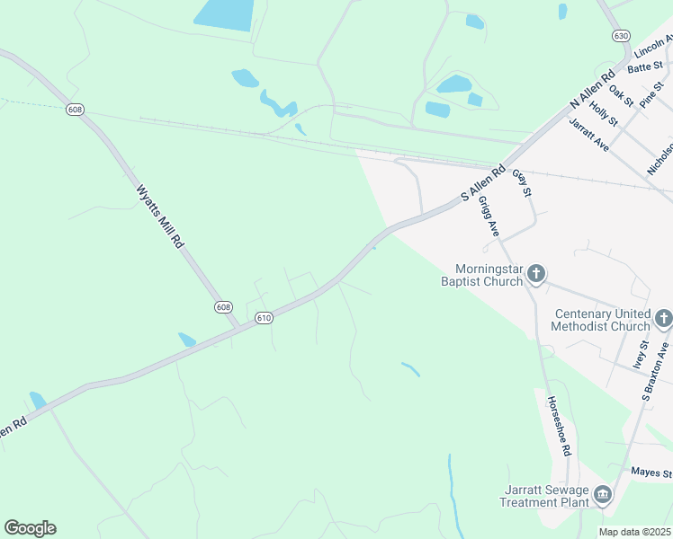 map of restaurants, bars, coffee shops, grocery stores, and more near 4602 Allen Road in Jarratt