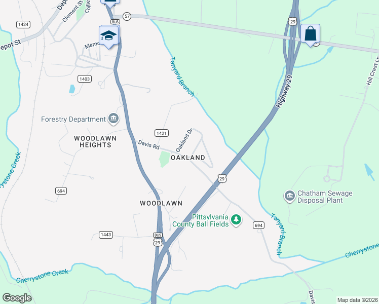 map of restaurants, bars, coffee shops, grocery stores, and more near 637 Oakland Dr in Chatham