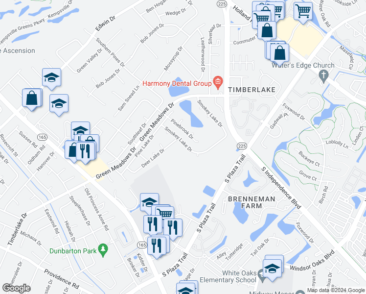 map of restaurants, bars, coffee shops, grocery stores, and more near 4449 Smokey Lake Drive in Virginia Beach