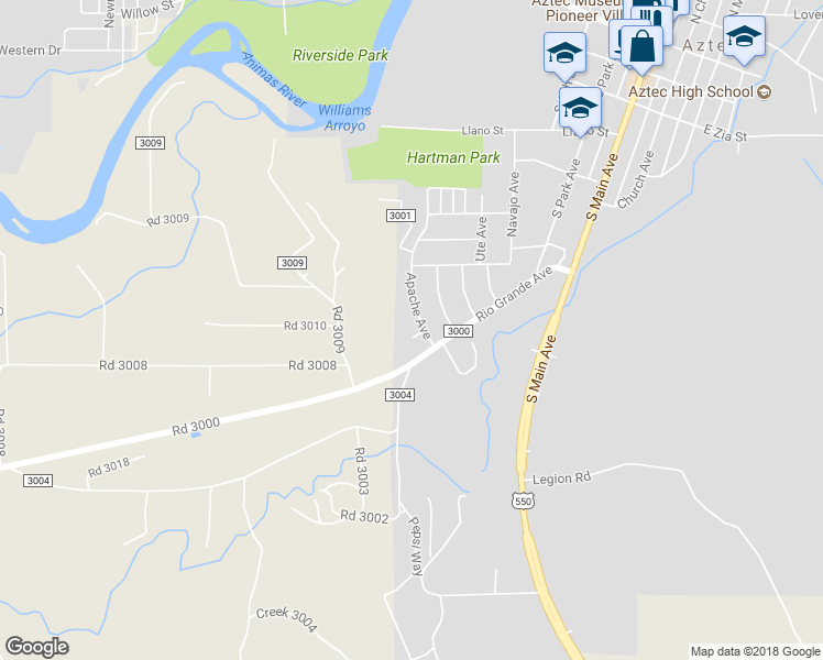 map of restaurants, bars, coffee shops, grocery stores, and more near 819 Apache Place in Aztec