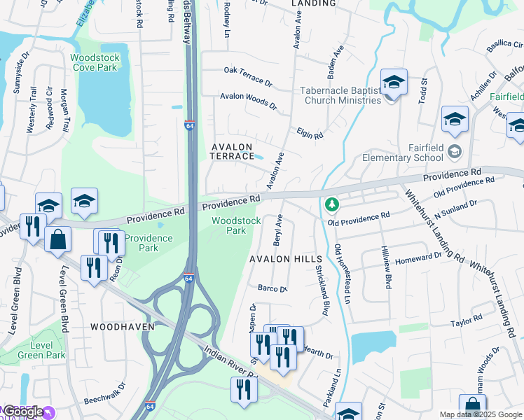 map of restaurants, bars, coffee shops, grocery stores, and more near 921 Josephine Crescent in Virginia Beach