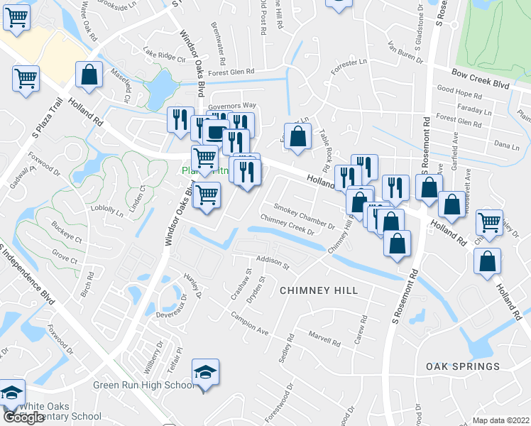 map of restaurants, bars, coffee shops, grocery stores, and more near 3773 Chimney Creek Drive in Virginia Beach