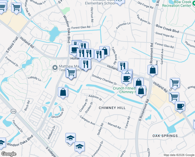 map of restaurants, bars, coffee shops, grocery stores, and more near 3645 Smokey Chamber Drive in Virginia Beach