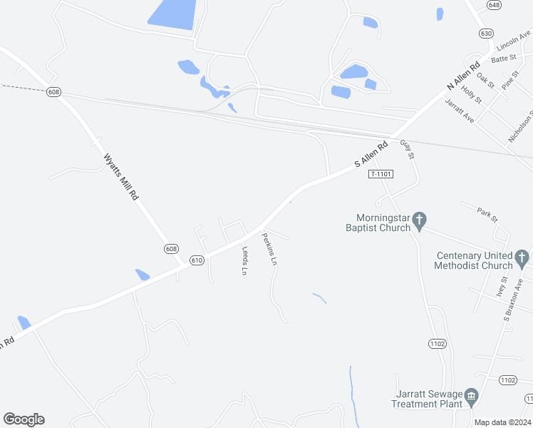 map of restaurants, bars, coffee shops, grocery stores, and more near 4642 Allen Road in Jarratt