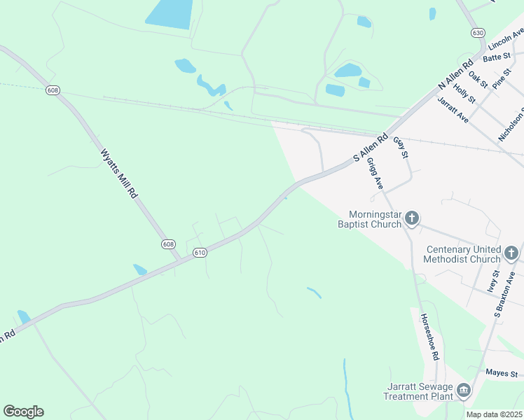 map of restaurants, bars, coffee shops, grocery stores, and more near 4642 Allen Road in Jarratt