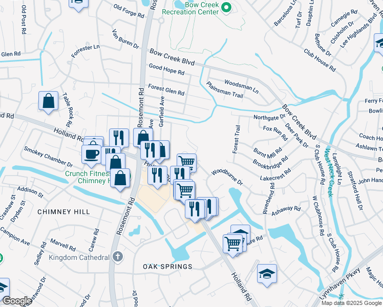 map of restaurants, bars, coffee shops, grocery stores, and more near 3400 Haley Court in Virginia Beach