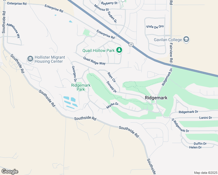 map of restaurants, bars, coffee shops, grocery stores, and more near 420 Donald Drive in Hollister
