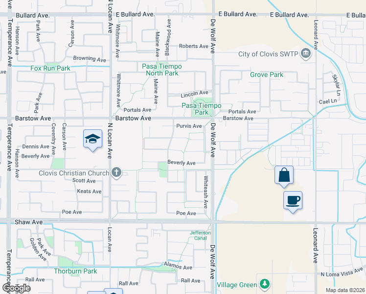 map of restaurants, bars, coffee shops, grocery stores, and more near 3266 Dennis Avenue in Clovis