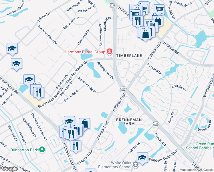 map of restaurants, bars, coffee shops, grocery stores, and more near 4252 Smokey Lake Drive in Virginia Beach