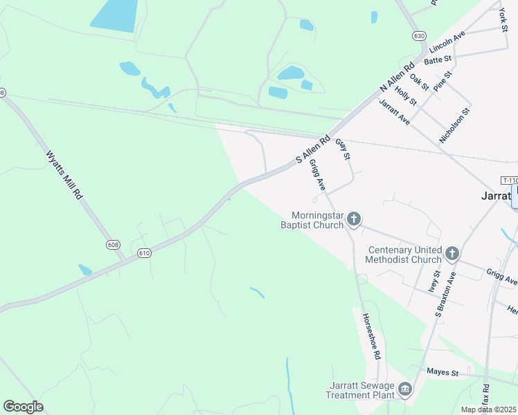 map of restaurants, bars, coffee shops, grocery stores, and more near 221 South Allen Road in Jarratt