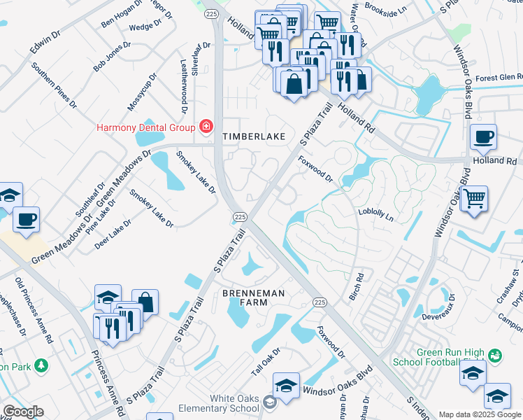 map of restaurants, bars, coffee shops, grocery stores, and more near in Virginia Beach