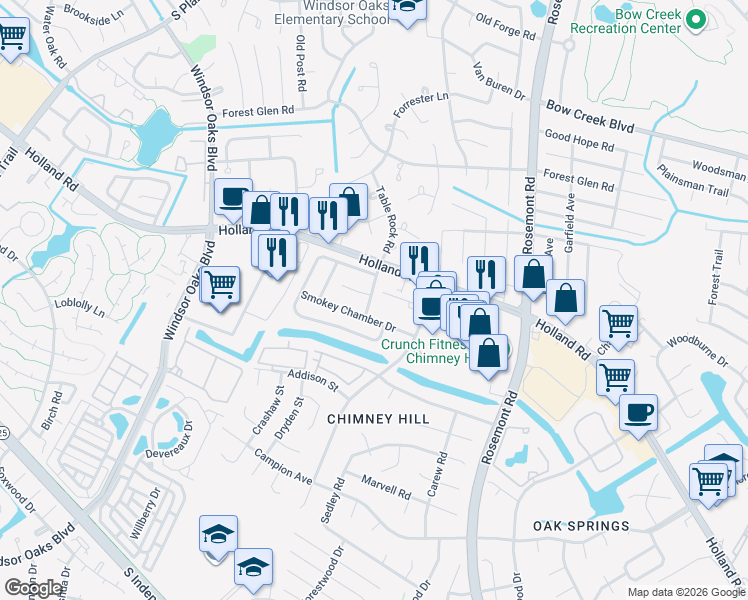 map of restaurants, bars, coffee shops, grocery stores, and more near 3745 Holland Road in Virginia Beach