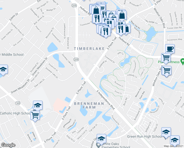 map of restaurants, bars, coffee shops, grocery stores, and more near 4345 Gadwall Place in Virginia Beach