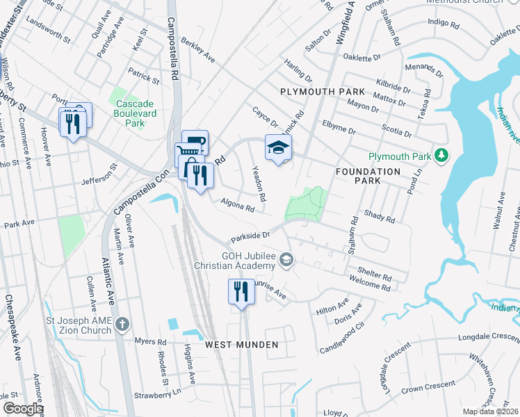 map of restaurants, bars, coffee shops, grocery stores, and more near 1305 Cleona Drive in Chesapeake