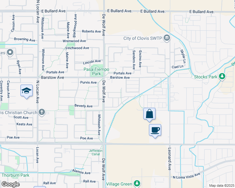 map of restaurants, bars, coffee shops, grocery stores, and more near 3482 Brimhall Lane in Clovis
