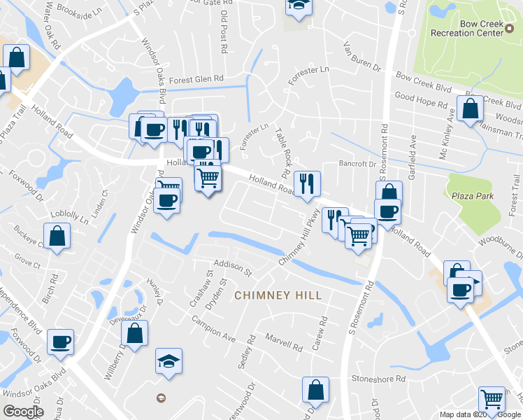 map of restaurants, bars, coffee shops, grocery stores, and more near 3613 Chase Court in Virginia Beach