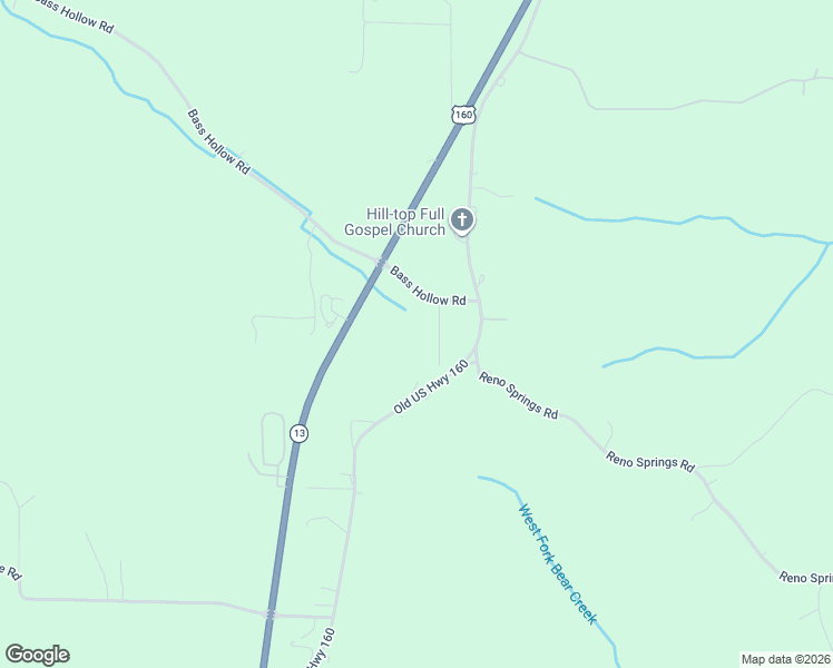 map of restaurants, bars, coffee shops, grocery stores, and more near 204 Bass Hollow Road in Galena