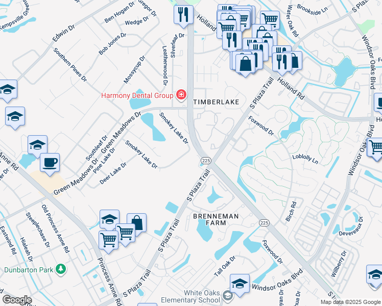 map of restaurants, bars, coffee shops, grocery stores, and more near 4113 Smokey Lake Drive in Virginia Beach