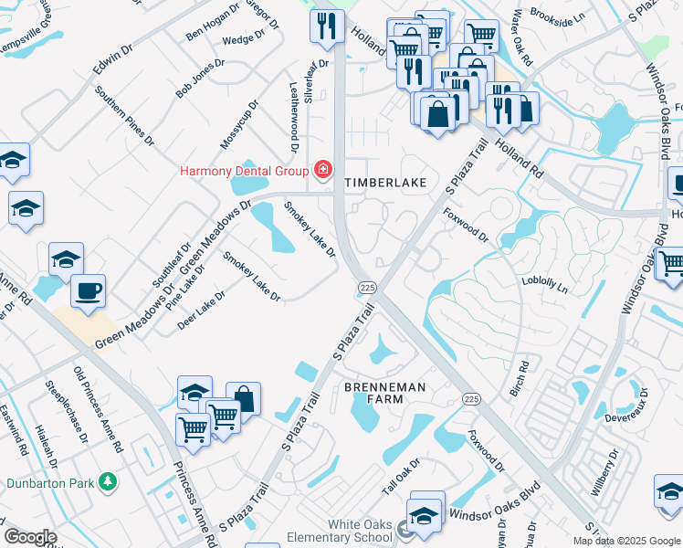map of restaurants, bars, coffee shops, grocery stores, and more near 4113 Smokey Lake Drive in Virginia Beach