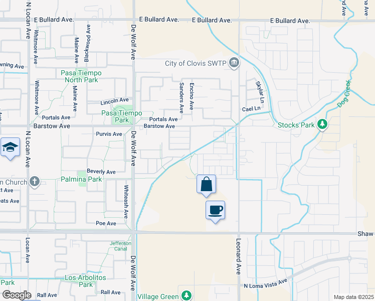 map of restaurants, bars, coffee shops, grocery stores, and more near 3578 Significant Way in Clovis
