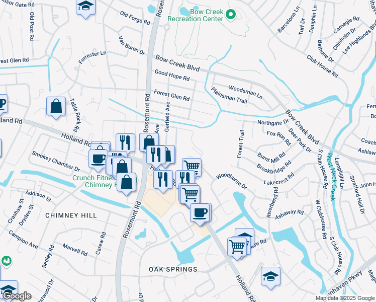 map of restaurants, bars, coffee shops, grocery stores, and more near 718 Roosevelt Avenue in Virginia Beach