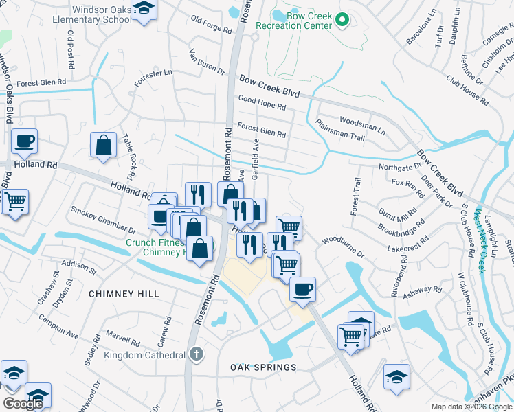 map of restaurants, bars, coffee shops, grocery stores, and more near 723 Garfield Avenue in Virginia Beach