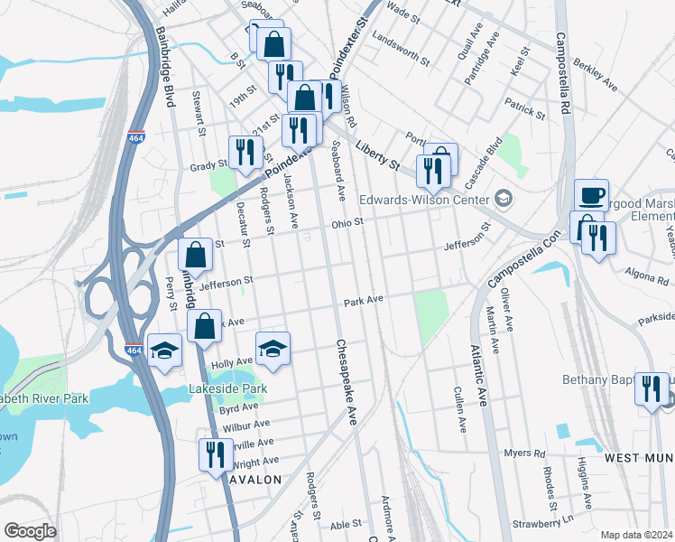 map of restaurants, bars, coffee shops, grocery stores, and more near 1238 Chesapeake Avenue in Chesapeake