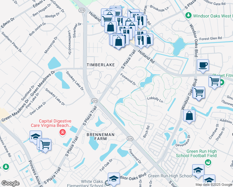 map of restaurants, bars, coffee shops, grocery stores, and more near 842 Gadwall Court in Virginia Beach