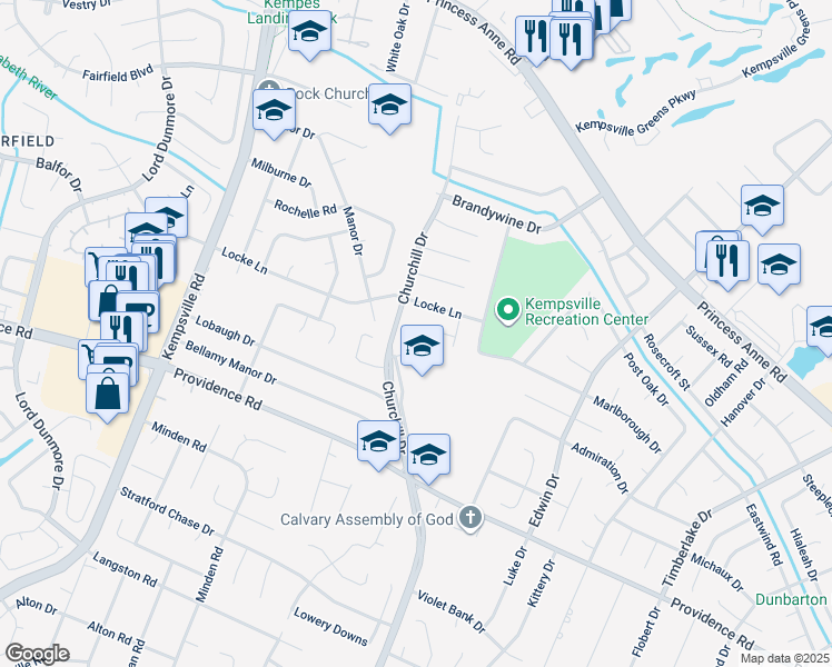map of restaurants, bars, coffee shops, grocery stores, and more near 4913 Tropical Court in Virginia Beach