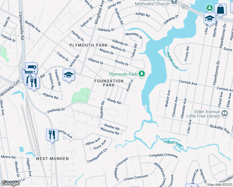 map of restaurants, bars, coffee shops, grocery stores, and more near 2011 Plow Lane in Chesapeake