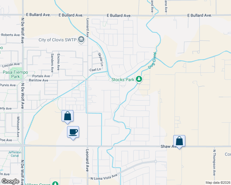 map of restaurants, bars, coffee shops, grocery stores, and more near 3983 Mitchell Avenue in Clovis