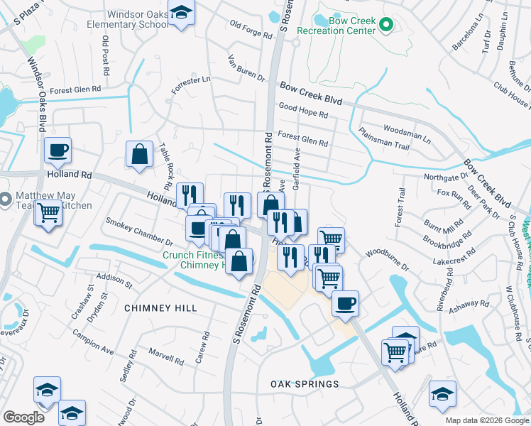 map of restaurants, bars, coffee shops, grocery stores, and more near 751 South Rosemont Road in Virginia Beach