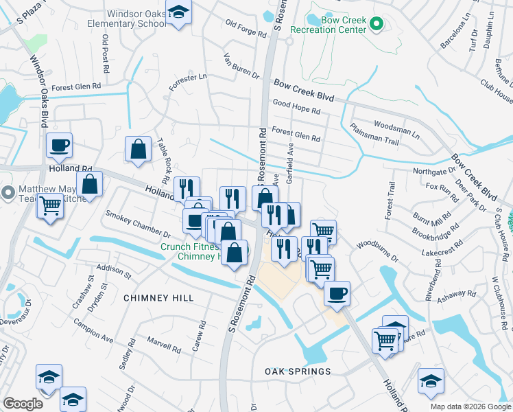 map of restaurants, bars, coffee shops, grocery stores, and more near 740 Virginia 411 in Virginia Beach