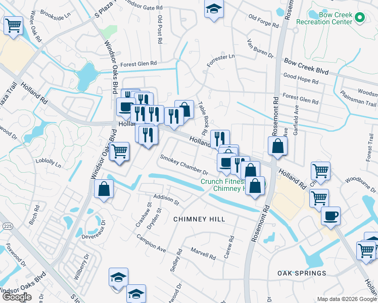 map of restaurants, bars, coffee shops, grocery stores, and more near 3620 Chase Court in Virginia Beach