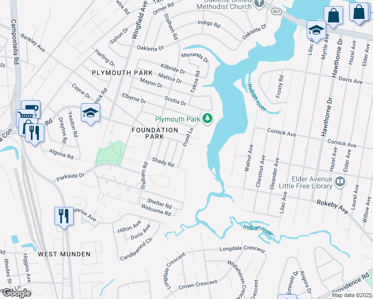 map of restaurants, bars, coffee shops, grocery stores, and more near 2004 Timber Lane in Chesapeake