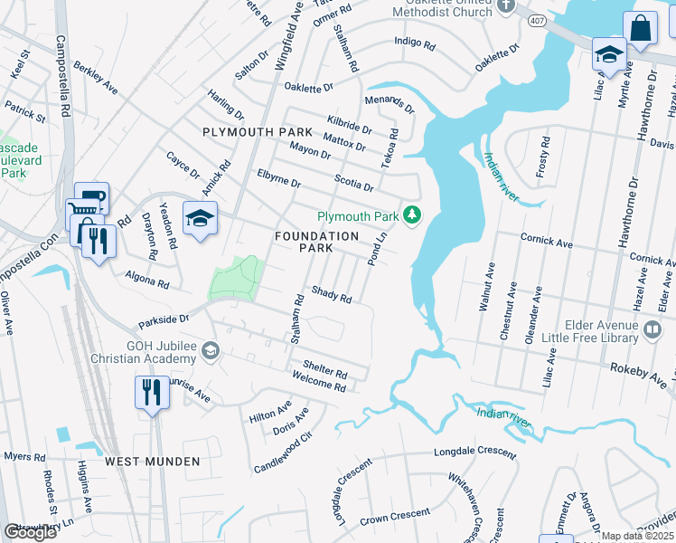 map of restaurants, bars, coffee shops, grocery stores, and more near 2008 Flower Lane in Chesapeake