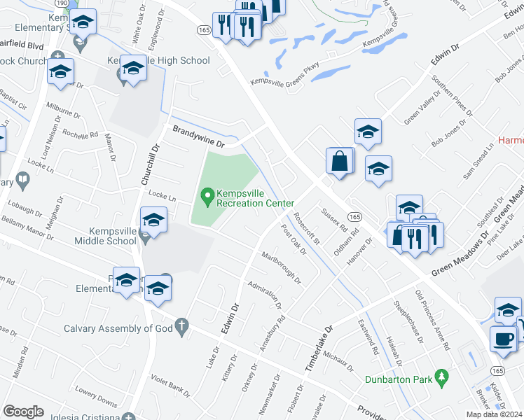 map of restaurants, bars, coffee shops, grocery stores, and more near 4786 Darby Court in Virginia Beach