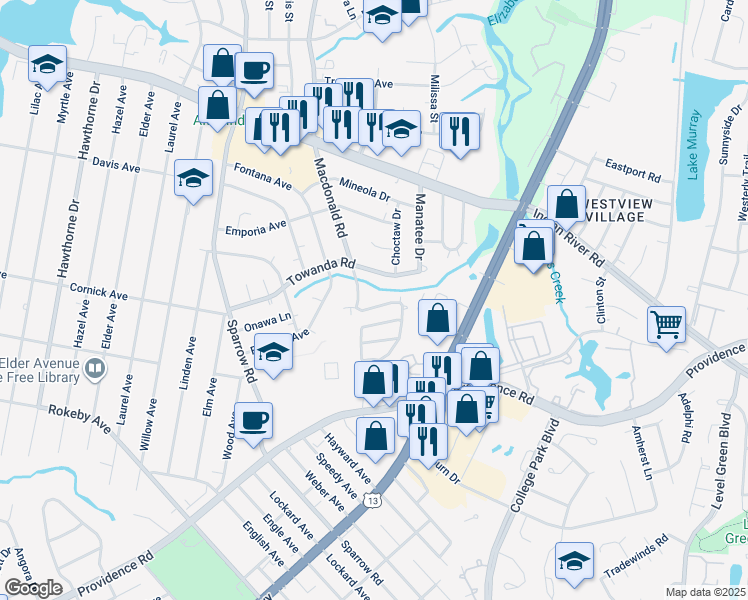 map of restaurants, bars, coffee shops, grocery stores, and more near 1012 Carrington Avenue in Virginia Beach