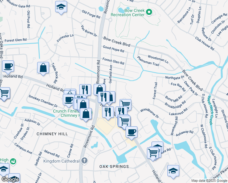 map of restaurants, bars, coffee shops, grocery stores, and more near 718 Roosevelt Avenue in Virginia Beach