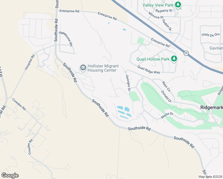 map of restaurants, bars, coffee shops, grocery stores, and more near 40 Franks Drive in Hollister