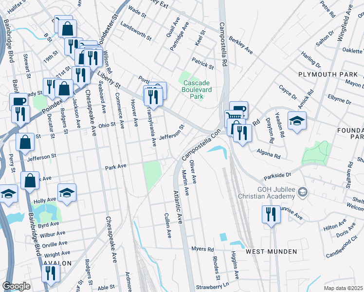 map of restaurants, bars, coffee shops, grocery stores, and more near 1902 Stonehurst Street in Chesapeake