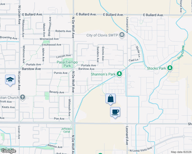 map of restaurants, bars, coffee shops, grocery stores, and more near 3571 Generosity Way in Clovis